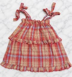 ショルダーリボンチェックキャミソール　ビスチェ　美品　夏服　春服　春服のサムネイル