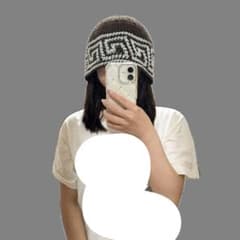 大きめ ビーニー クラッシャーハット ニット帽 ハンドメイド ブラウン×ミントのサムネイル