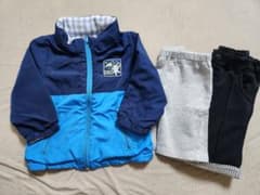 90 男の子 3点★クレードスコープ リバーシブルアウター BeBe パンツのサムネイル