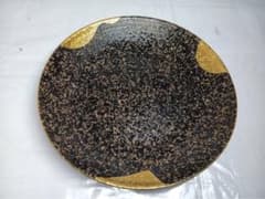黒吹金地紋　大皿　有田焼　陶悦窯 窯主 今村博　飾皿