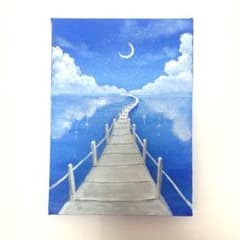 絵画 アクリル画 月へ続く インテリア アート - メルカリ