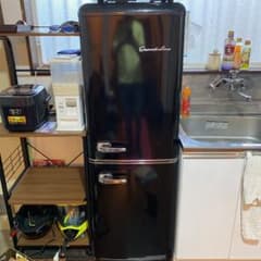【展示品】2019年製　2ドア レトロ冷凍冷蔵庫 オールドブラック★H-480のサムネイル