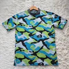 マーク&ローナ カモフラ モックネック 半袖Tシャツ ゴルフウェア ドクロ 46 マーク&ローナ カモフラ モックネック 半袖Tシャツ ゴルフウェア