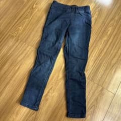 スキニーデニムパンツ 裏起毛 ストレッチ ネイビー M