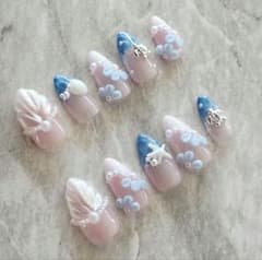 ネイルチップ マーメイド人魚 ブルー マグネット パールのサムネイル
