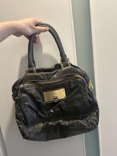 DIESEL ディーゼル ナイロン ハンドバッグ 黒 ミニボストン ゴールド 