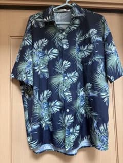 Mishl104 ネイビー半袖アロハシャツメンズMのサムネイル
