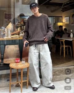 【nugu-newretro-】ワイドカーペンターパンツ