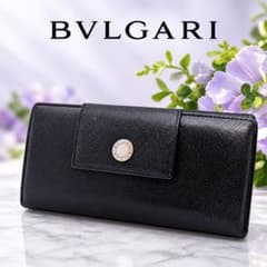 な*。様 BVLGARI クラシコ 二つ折り財布　キャンバス パテントレザー BVLGARI ブルガリ クラシコ 長財布 黒 レザー ロゴ金具 - メルカリ