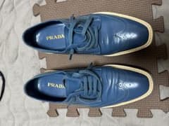 PRADA 青 ローファー 37 - メルカリ