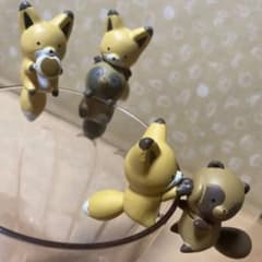 컵에 장식할 수 있는 너구리와 여우 마스코트 3종류 세트