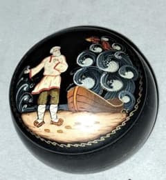 現地正規品】ロシア伝統工芸 パレフ塗り 小箱 漁師と金の魚の物語