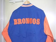 90s スターター NFL ブロンコス ナイロン スタジャン M 青/オレンジ 