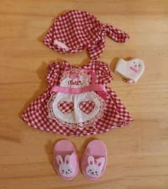 メルちゃん 服 赤チェック ワンピース エプロン　パイロットのサムネイル