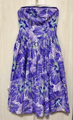 【美品】EMIKA フラダンス衣装 M ベアトップ ワンピース 紫 ハワイアンのサムネイル