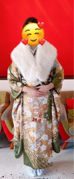 きものやまと 振袖フルセット 正絹 成人式 一式 古典柄 深緑 美品