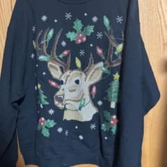 JERZEES クリスマス トナカイ スウェット ブラック XLのサムネイル