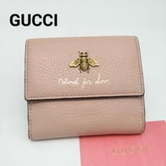 未使用に近い✨グッチ 折り財布 レザー ピンク - メルカリ