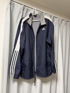 adidas メンズ ナイロンジャケット ネイビー Lのサムネイル