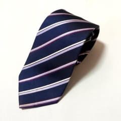 INTIMAGE ネイビー ストライプ ネクタイ　ビジネス　シルク