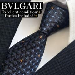 現行タグ✨美品✨BVLGARI ネクタイ　ジャガード　セッテピエゲ　ネイビー 現行タグ✨美品✨BVLGARI ネクタイ ジャガード セッテピエゲ ネイビー