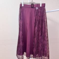 【美品】Andemiu フレアスカート ボルドー赤 レース ベルト　フェミニンのサムネイル
