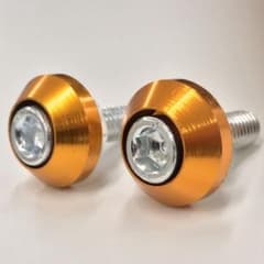 バイク、アルミ削り出しナンバーボルト&ナット（1台分2個）アルマイトゴールドのサムネイル