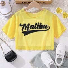 SHEIN ショート丈 メッシュトップス イエロー9yのサムネイル