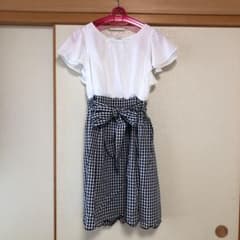 夏 ギンガムチェック 切り替え ワンピース オフィスにものサムネイル