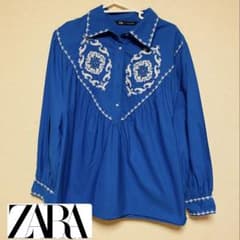ZARA 長袖シャツ 刺繍 ブラウスのサムネイル