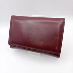 カルティエ　マストライン　財布　二つ折　ガマ口　ボルドー　レザー