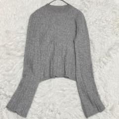 DEMYLEE デミリー カシミヤ100% ケーブルニット グレー フレア袖