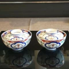 古伊万里 色絵蓋碗2客セットのサムネイル