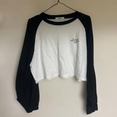 クロップド長袖Tシャツ ホワイト/ブラックのサムネイル