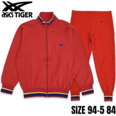 80s 日本製 ASICS アシックス セットアップ ジャージ 上下 赤 - メルカリ