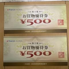 ヤマダ電機　お買物優待券 500円 2枚セットのサムネイル