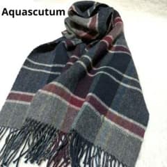 Aquascutumアクアスキュータム /チェック柄マフラー ネイビー系 - メルカリ