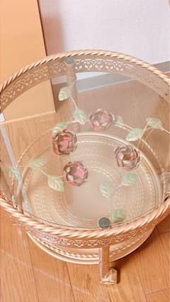 美品・薔薇のローテーブル キャスター付 Rose ロココ調 アンティーク風 美品・薔薇のローテーブル キャスター付 Rose ロココ調 アンティーク風