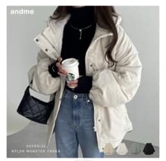 andme オーバーサイズ中綿ダウンブルゾン アイボリーのサムネイル