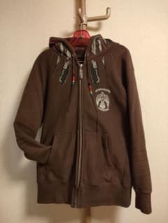 KEN KIKUCHIパーカ　フェザー引き手＆革紐ビーズ　オマケステッカー付き KEN KIKUCHIパーカ フェザー引き手＆革紐ビーズ オマケステッカー付き