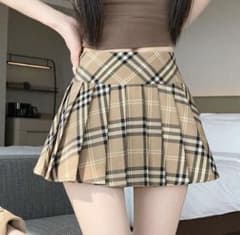 チェック柄 プリーツミニスカート ベージュのサムネイル