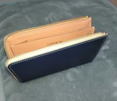 小さい長財布 COTOCUL 長財布 本革 L字ファスナー ネイビー - メルカリ