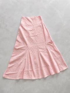 flower 綿麻　フレアスカート　L ピンク リネンブレンド　未着用のサムネイル