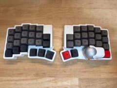 roBa トラックボール付き無線分割キーボード (ホワイト・3点ベアリング