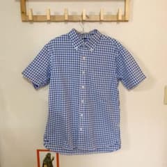 無印良品 ギンガムチェックシャツ 水色のサムネイル