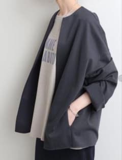 IENAイエナ ツイルジャージノーカラーブルゾン◆スプリングコート IENAイエナ ツイルジャージノーカラーブルゾン◇スプリングコート