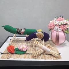 7月 精霊馬 お盆飾り ちりめん細工 つまみ細工 蓮の花 鬼灯 仏花