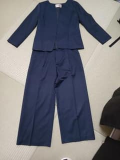低身長の方向けネイビー スーツ ジャケットとパンツ セットのサムネイル