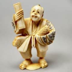 日本の伝統的な職人技彫刻極上根付天然素材アンティーク骨董飾り物古