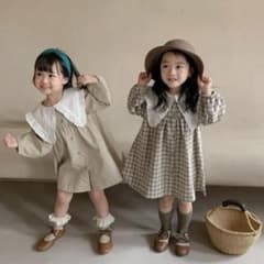韓国子供服　ビッグカラー　襟　ワンピース　120cmのサムネイル
